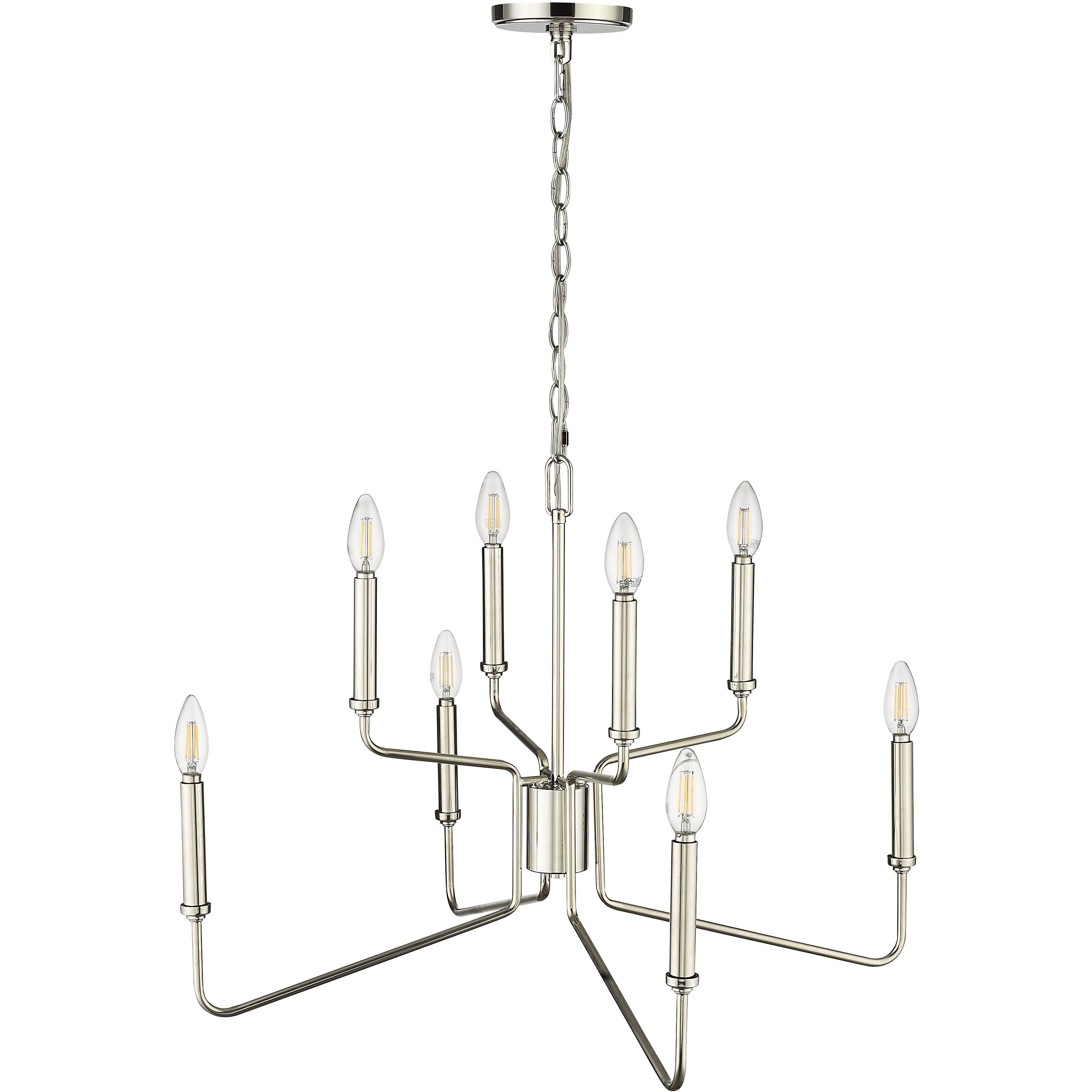 Raven 8 Light 28 inch Polished Nickel Chandelier Ceiling Light